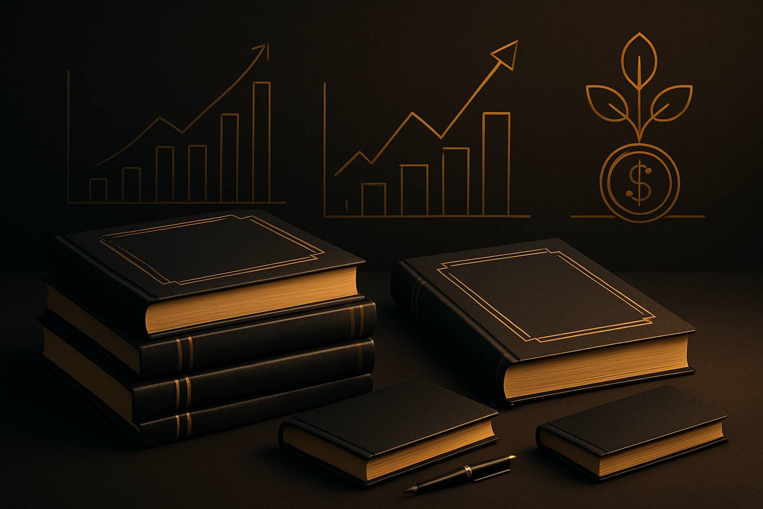 پنج کتاب سواد مالی کنار دفتر تمرین و برنامه مطالعه